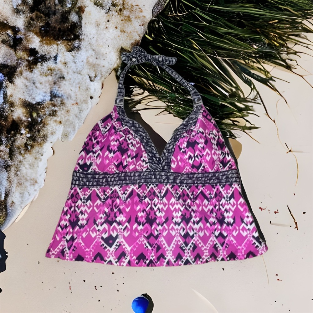 Catalina purple Aztec tankini swim top